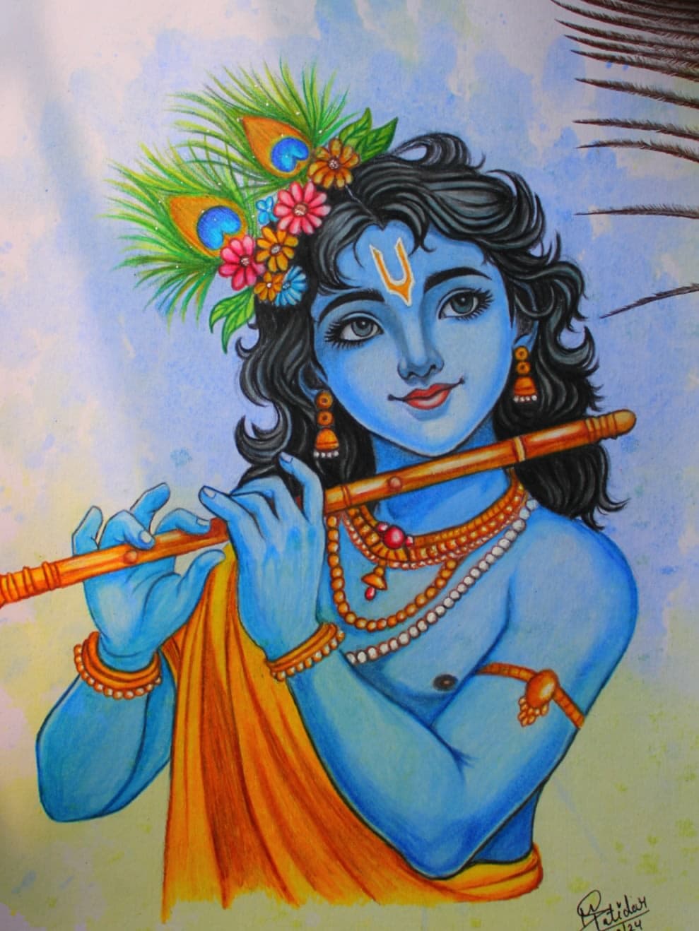 Color Pencil Krishna Sketch Colored by Minal's Art Studio