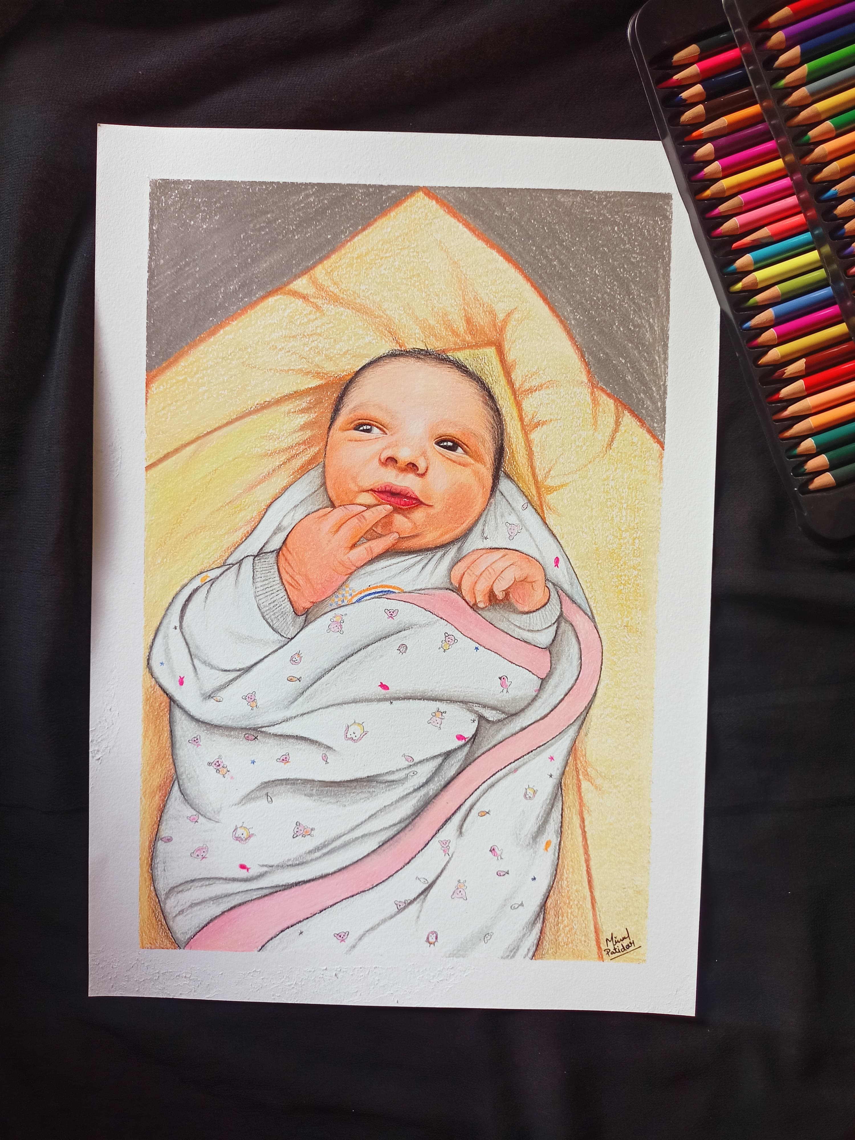 New Born baby Colored Portrait