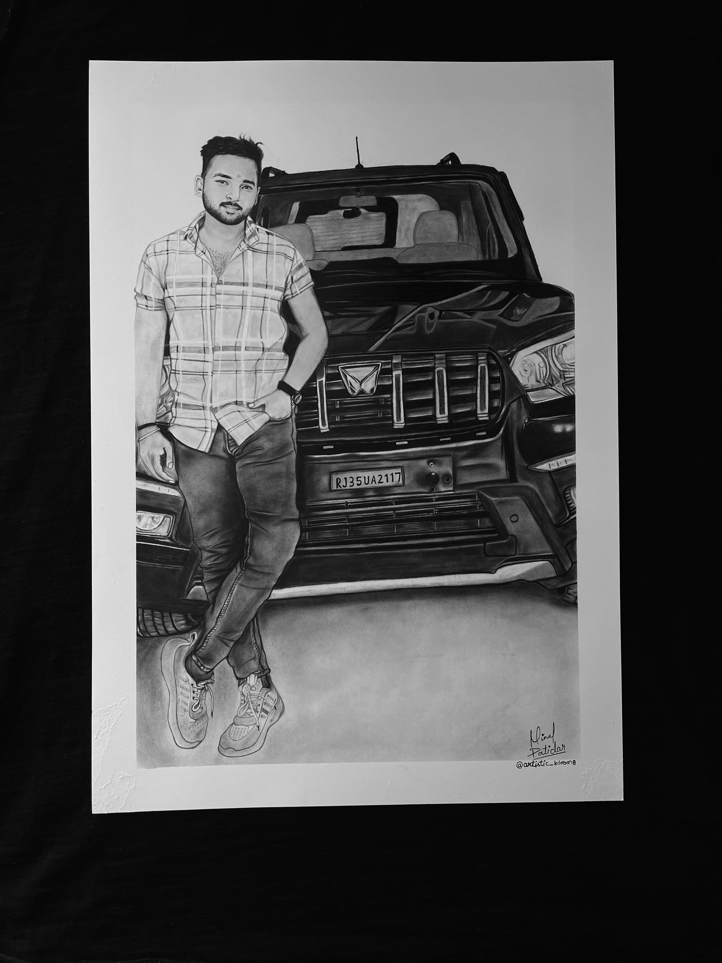 Man Sketch with Car